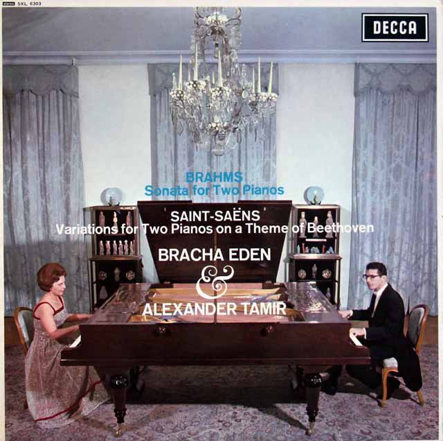 【オリジナル盤】　イーデン、タミールのブラームス、サン=サーンス/ピアノ・デュエット集　英DECCA　3733　LP レコード