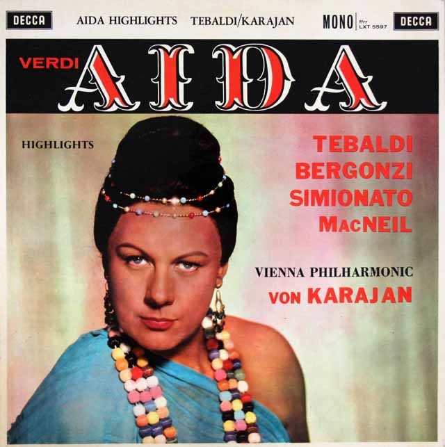 【オリジナル盤、モノラル】　カラヤンのヴェルディ/「アイーダ」抜粋 　英DECCA　3733　LP レコード