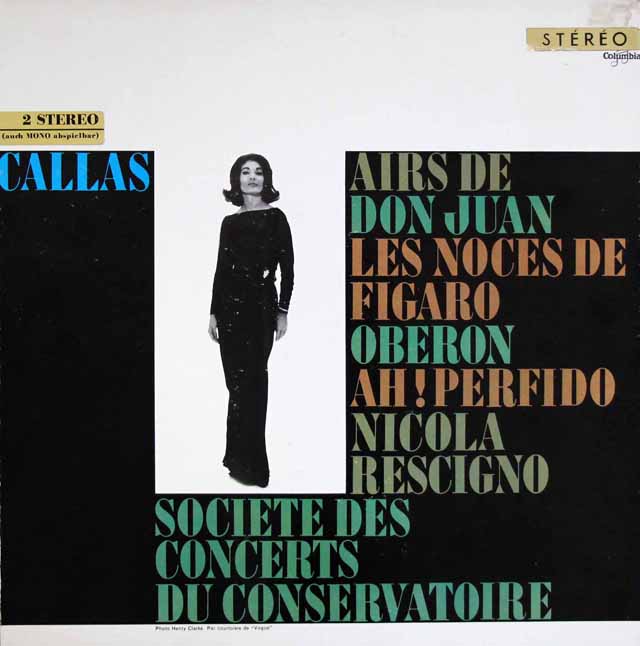 カラスのモーツァルト、ベートーヴェン、ウェーバー/アリア集　仏Columbia　3733　LP レコード
