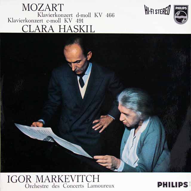 【オリジナル盤】　ハスキル、マルケヴィチのモーツァルト/ピアノ協奏曲第20、24番　蘭PHILIPS　3733　LP レコード