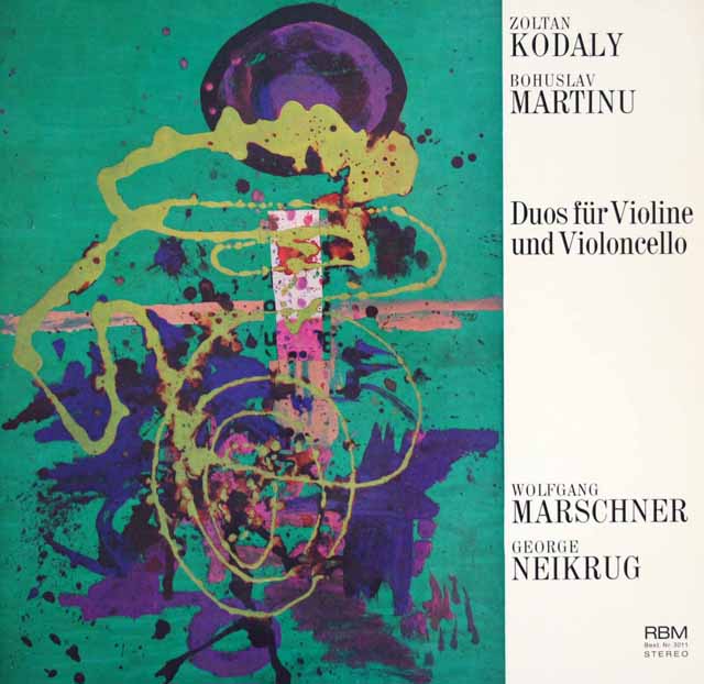 マルシュナー、ナイクルグのコダーイ、マルティヌー/ヴァイオリンとチェロのための二重奏曲集　独RBM　3733　LP レコード