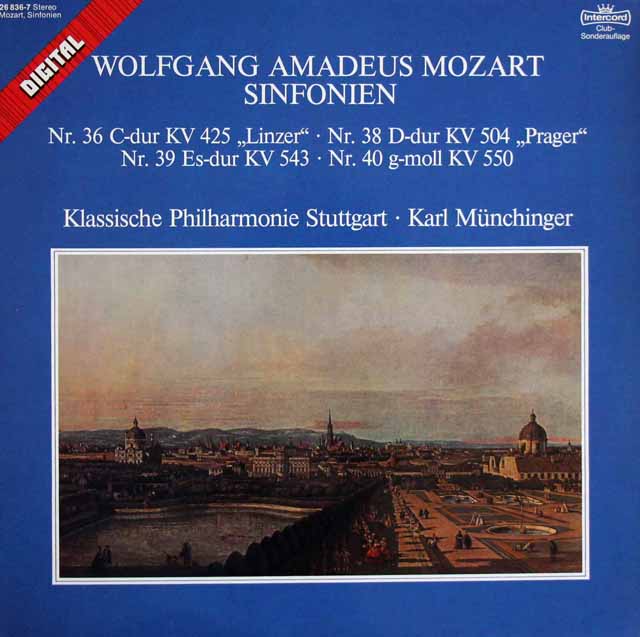 ミュンヒンガーのモーツァルト/交響曲第36番「リンツ」、第38番「プラハ」ほか　独Intercord　3733　LP レコード