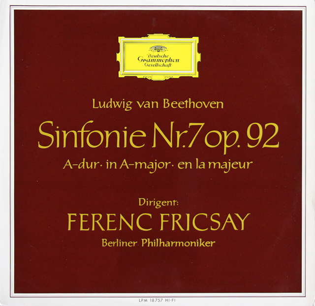 【モノラル】　フリッチャイのベートーヴェン/交響曲第7番　独DGG　3734　LP レコード