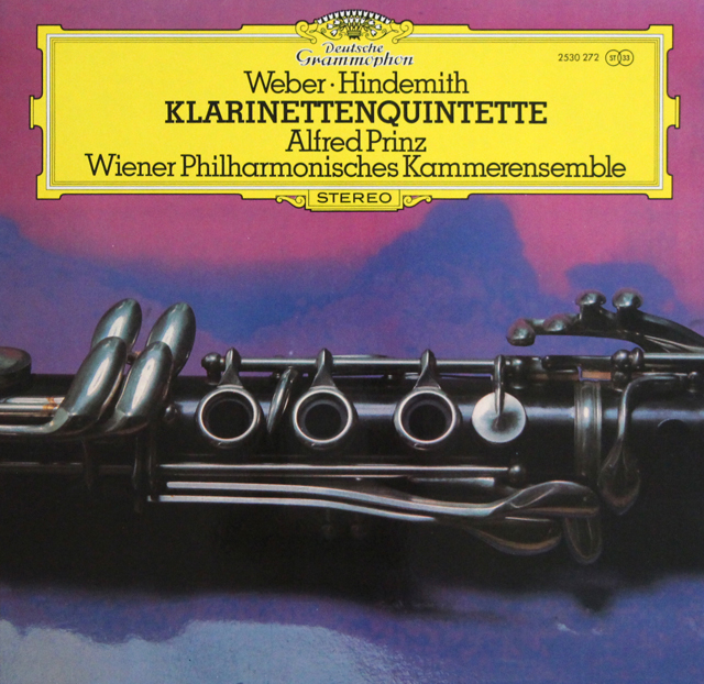 プリンツ、ウィーン室内合奏団のウェーバー、ヒンデミット/クラリネット五重奏曲　独DGG　3734　LP レコード