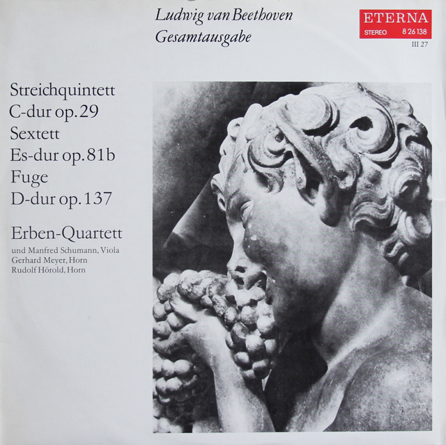 エルベン四重奏団ほかのベートーヴェン/弦楽五重奏曲ほか　独ETERNA　3739　LP レコード