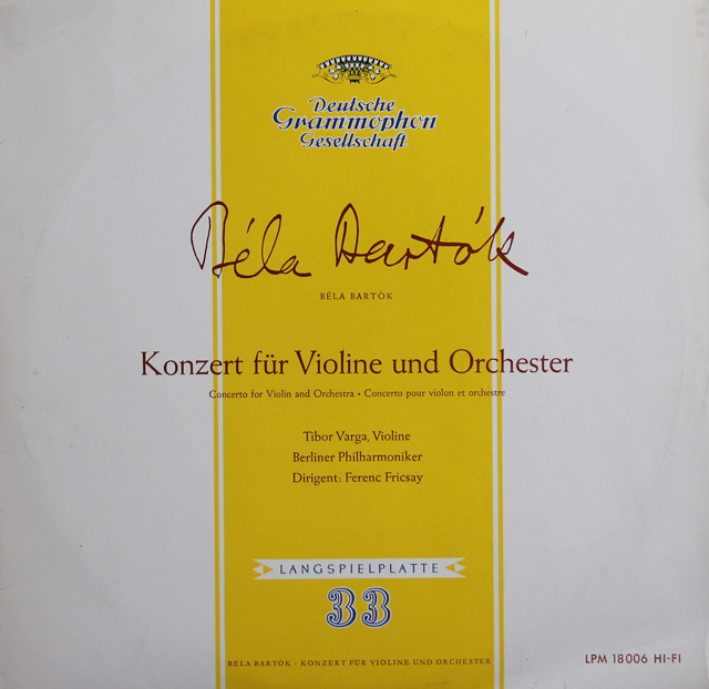 ヴァルガ、フリッチャイのバルトーク/ヴァイオリン協奏曲第2番　独DGG　3739　LP レコード
