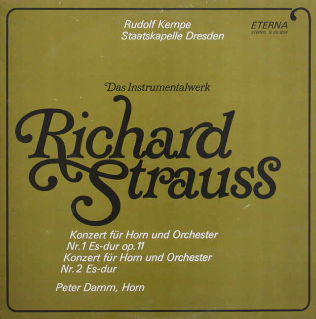 【テストプレス】　ダム、ケンペのR.シュトラウス/ホルン協奏曲第1、2番　独ETERNA　3741　LP レコード