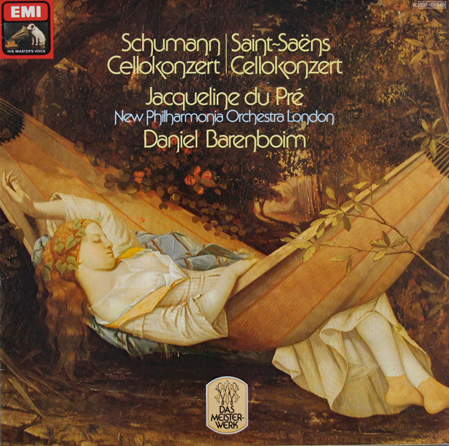 デュ・プレ、バレンボイムのシューマン、サン=サーンス/チェロ協奏曲集　独EMI　3741　LP レコード
