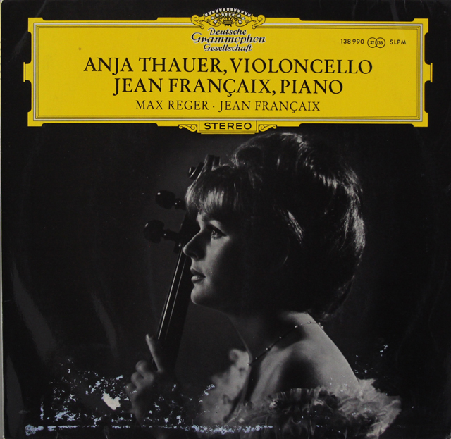【オリジナル盤】　タウアー&フランセのレーガー/無伴奏チェロ組曲第3番ほか　独DGG　3741　LP レコード