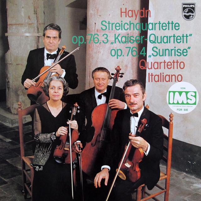イタリア四重奏団のハイドン/弦楽四重奏曲第77番「皇帝」、第78番「日の出」　蘭PHILIPS　3743　LP レコード