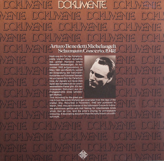 【モノラル】　ミケランジェリのシューマン/ピアノ協奏曲（1942年録音）　独TELEFUNKEN　3743　LP レコード