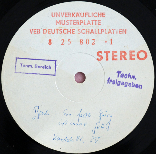 【テストプレス】　マウエスベルガー、ギーベル＆シュライアーらのバッハ/カンタータ第80＆140番　独ETERNA　3743　STEREO