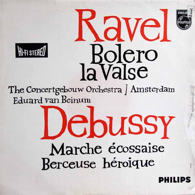 【オリジナル盤】　ベイヌムのラヴェル/ボレロ、ドビュッシー/スコットランド行進曲ほか　蘭PHILIPS　3801　LP レコード