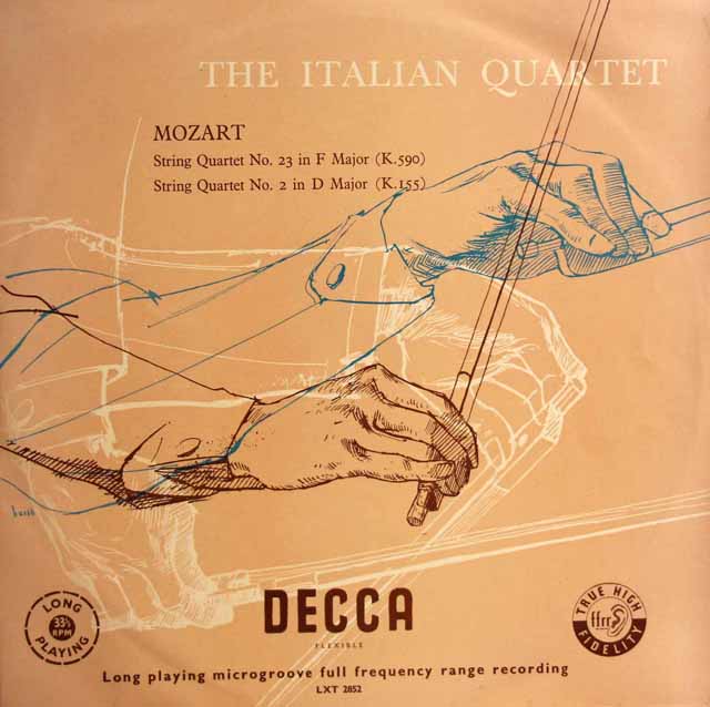 イタリア四重奏団のモーツァルト/弦楽四重奏曲第23、2番　独DECCA　3801　LP レコード