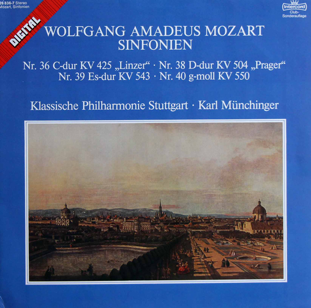 ミュンヒンガーのモーツァルト/交響曲第36番「リンツ」、第38番「プラハ」ほか　独Intercord　3802　LP レコード