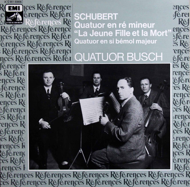 ブッシュ四重奏団のシューベルト/弦楽四重奏曲第8番、第14番「死と乙女」　仏EMI　3802　LP レコード