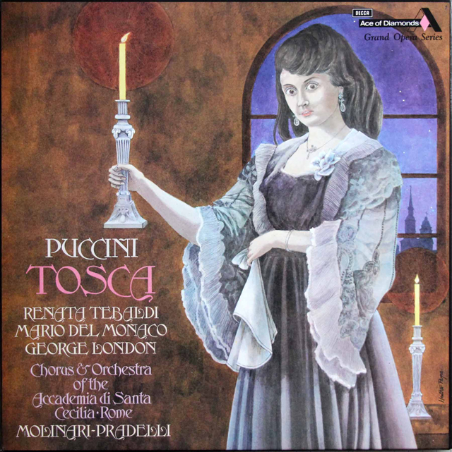 テバルディ、デル・モナコのプッチーニ/「トスカ」全曲　英DECCA(Ace of Diamonds)　3802　LP レコード