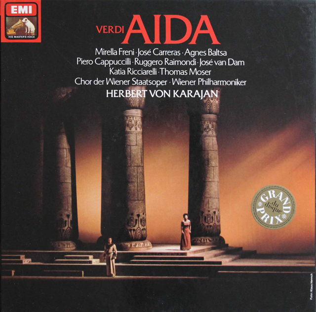 カラヤン、フレーニのヴェルディ/「アイーダ」全曲　独EMI　3802　LP レコード
