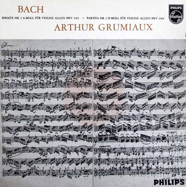 【モノラル】　グリュミオーのバッハ/無伴奏ソナタ第2番とパルティータ第2番（シャコンヌ）　蘭PHILIPS　3804　LP レコード