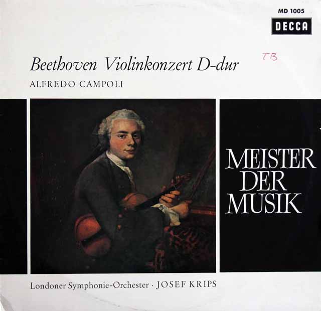カンポリ、クリップスのベートーヴェン/ヴァイオリン協奏曲　独DECCA　3805　LP レコード