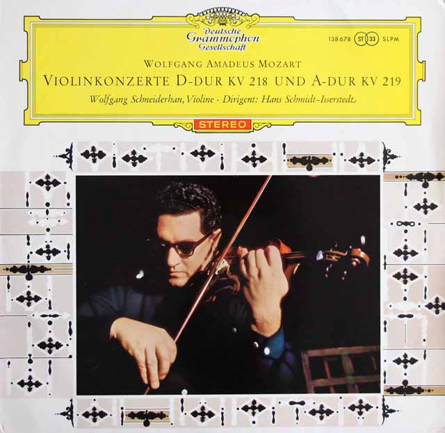 【赤ステレオ】　シュナイダーハンのモーツァルト/ヴァイオリン協奏曲第4、5番　独DGG　3805　LP レコード