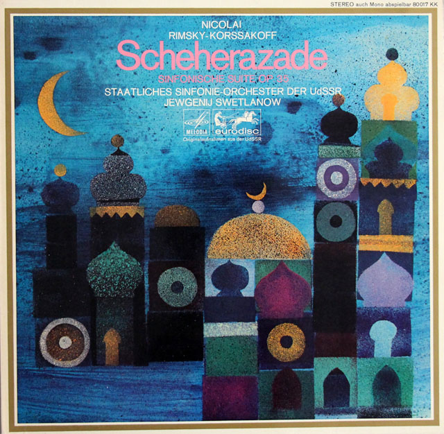 スヴェトラーノフのリムスキー＝コルサコフ/交響組曲「シェヘラザード」　独eurodisc　3806　LP レコード