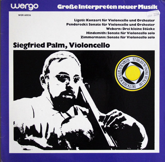 パルム、ギーレンのリゲティ/チェロ協奏曲 ほか　独wergo　3806　LP レコード