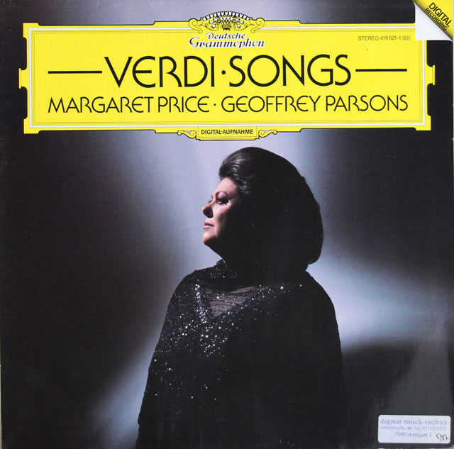 プライス、パーソンズのヴェルディ/ピアノと声楽のための作品集　独DGG　3807　LP レコード
