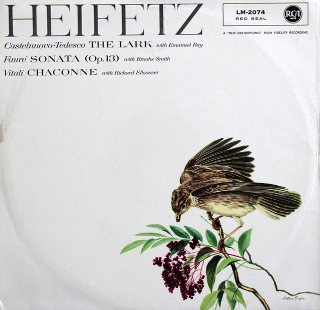 ハイフェッツのカステルヌオーヴォ=テデスコ/「ひばり」ほか　独RCA　3807　LP レコード