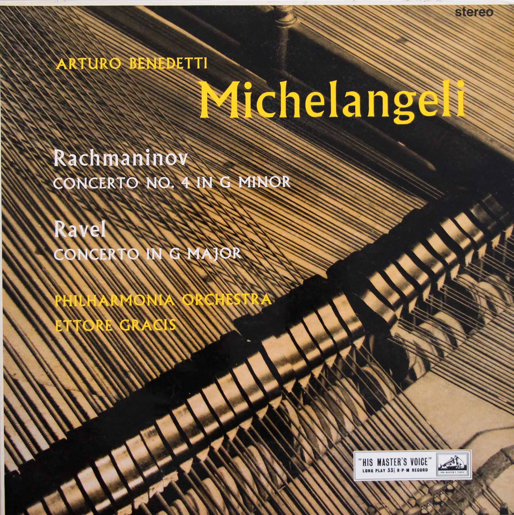 ミケランジェリ&グラチスのラフマニノフ&ラヴェル/ピアノ協奏曲集　英EMI　3808　LP レコード