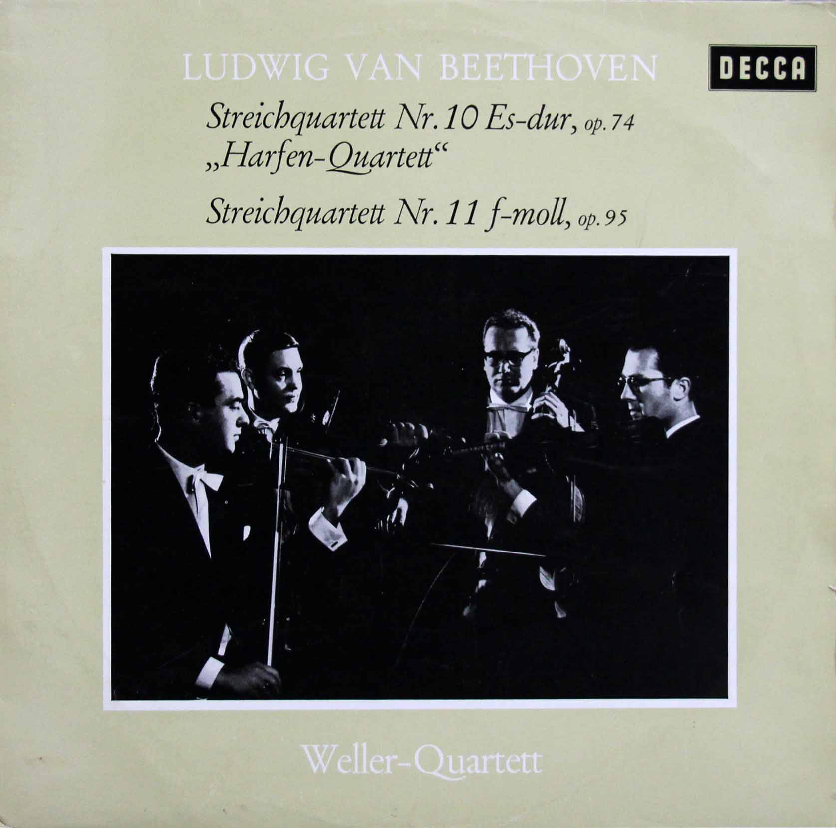 ウェラー四重奏団のベートーヴェン/弦楽四重奏曲第10番「ハープ」、第11番「セリオーソ」　独DECCA　3808　LP レコード