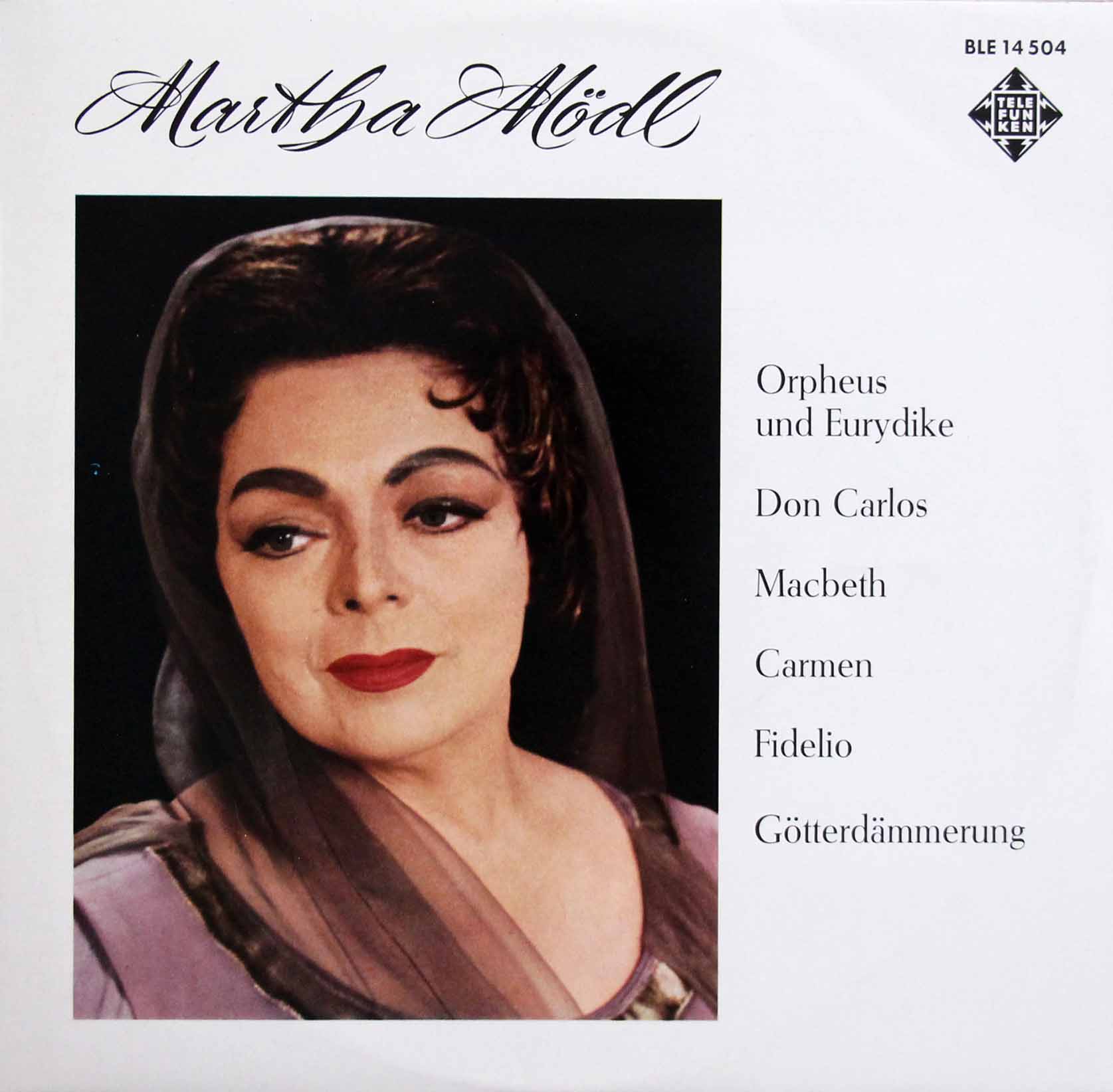 メードルのグルック、ヴェルディら/アリア集　独TELEFUNKEN　3808　LP レコード