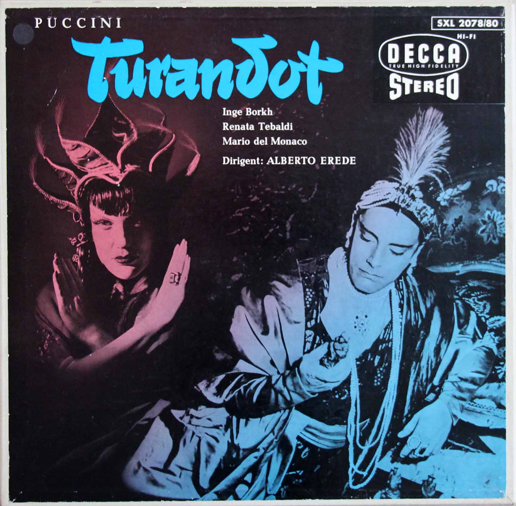 【ドイツ最初期盤】テバルディ、デル・モナコのプッチーニ/「トゥーランドット」全曲　独DECCA　3808　LP レコード