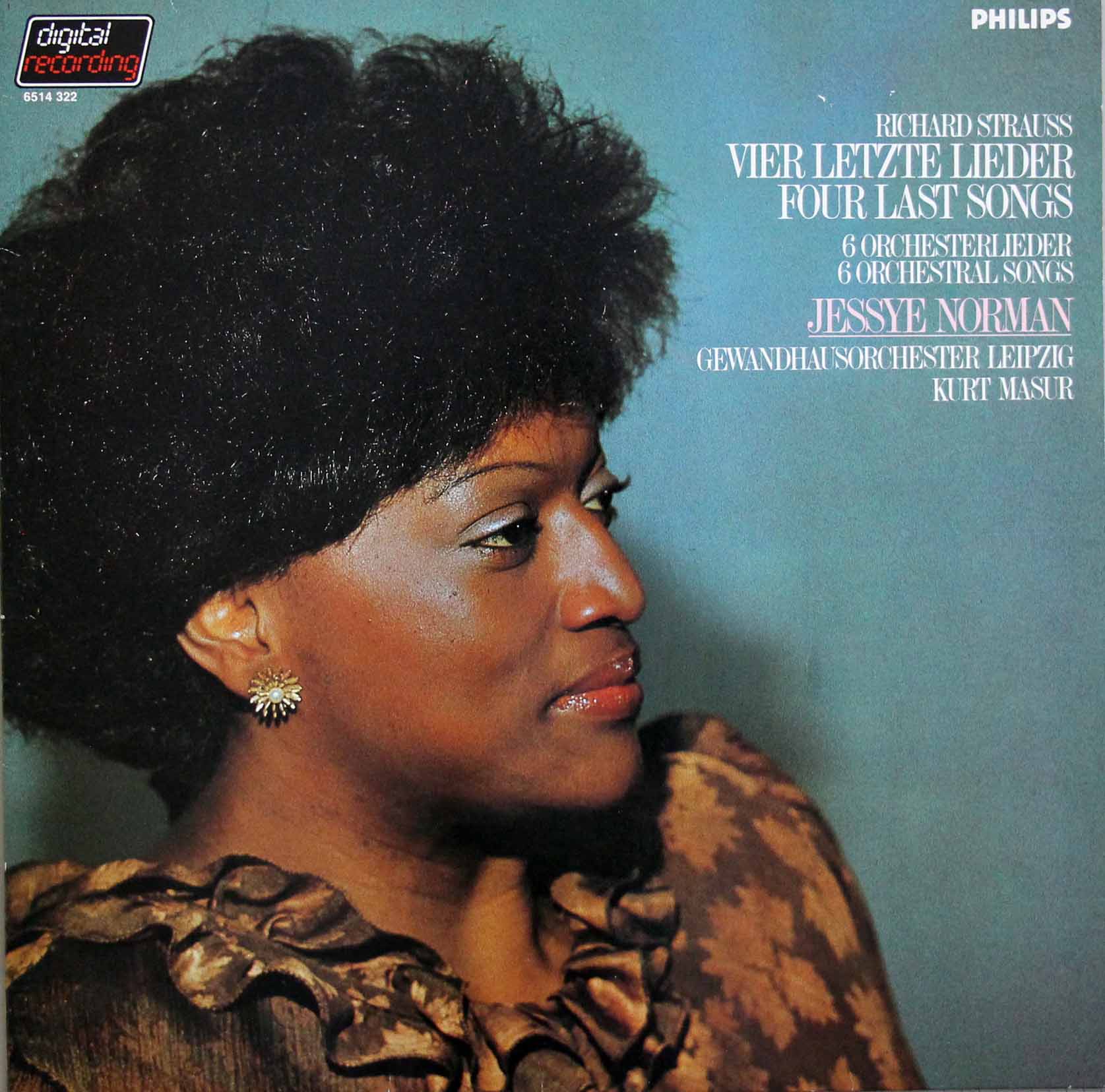 ノーマン、マズアのR.シュトラウス/「4つの最後の歌」、オーケストラ伴奏歌曲集　蘭PHILIPS　3808　LP レコード