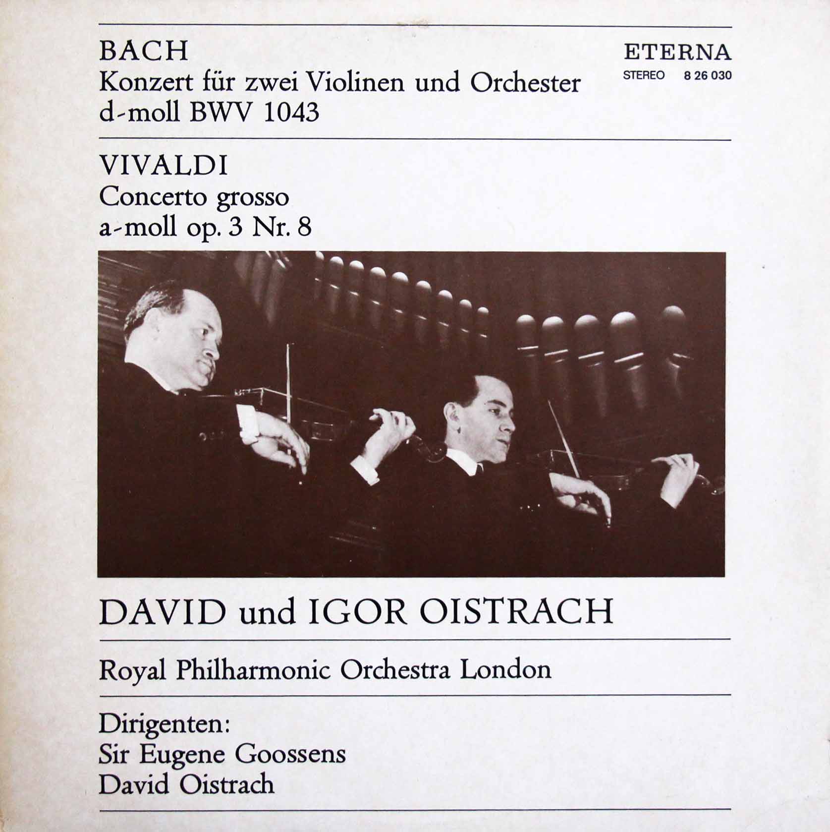 オイストラフ父子、グーセンスのバッハ、ヴィヴァルディ/2つのヴァイオリンのための協奏曲集　独ETERNA　3808　LP レコード