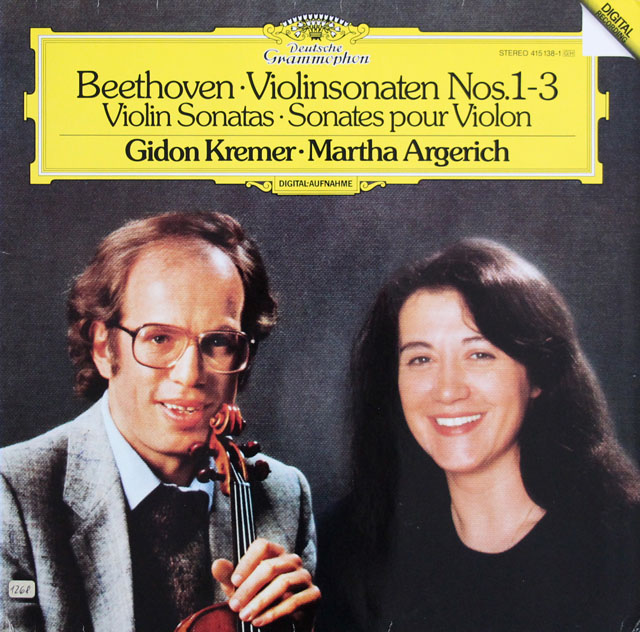クレーメル、アルゲリッチのベートーヴェン/ヴァイオリンソナタ第1、2、3番　独DGG　3809　LP レコード