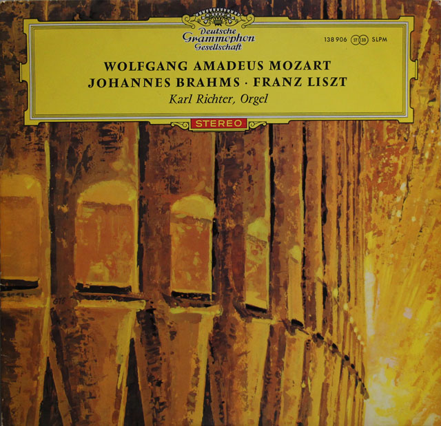 【赤ステレオ/独最初期盤】　リヒターのモーツァルト、ブラームス、リスト/オルガンのための作品集　独DGG　3812　LP レコード