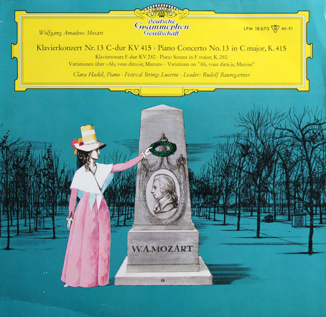 【モノラル】　ハスキル&バウムガルトナーのモーツァルト/ピアノ協奏曲第13番ほか　独DGG　3812　LP レコード