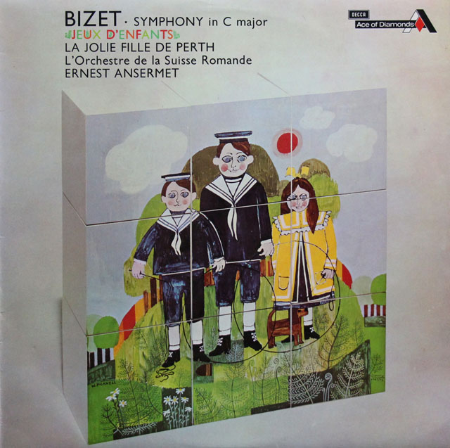 アンセルメのビゼー/交響曲第1番、管弦楽組曲「子供の遊び」、「美しきパースの娘」組曲　英DECCA（Ace of Diamonds）　3813　LP レコード