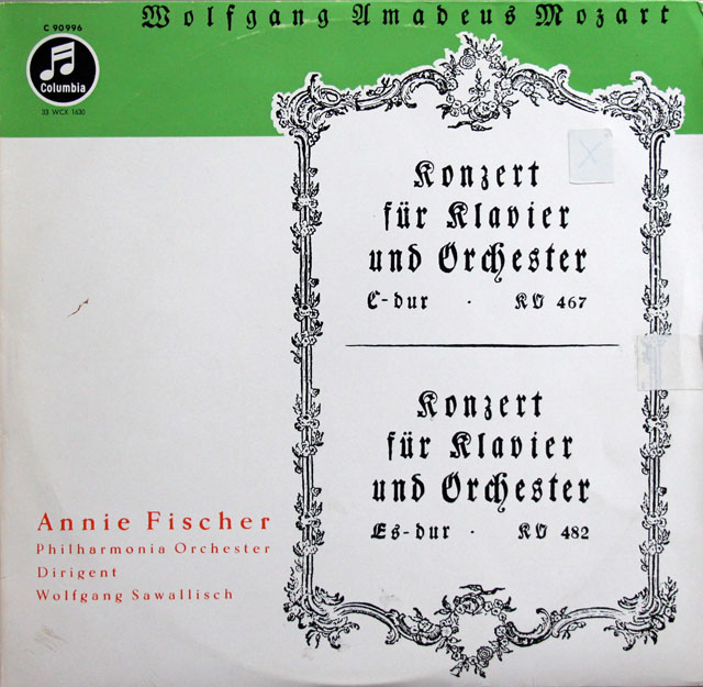 A.フィッシャーのモーツァルト/ピアノ協奏曲第21、22番　独Columbia　3813　LP レコード