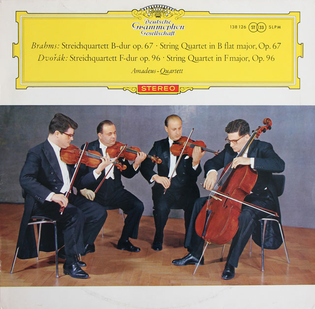 【赤ステレオ、独最初期盤】　アマデウス四重奏団のブラームス、ドヴォルザーク/弦楽四重奏曲集　独DGG　3814　LP レコード