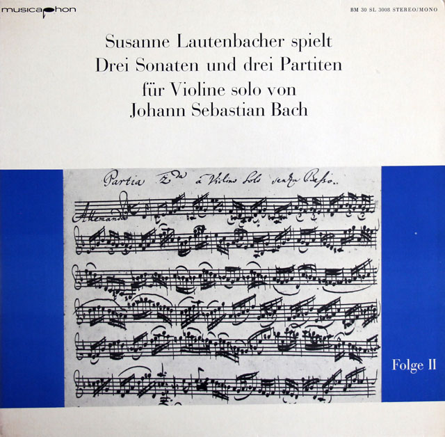 ラウテンバッハーのバッハ/無伴奏ヴァイオリンソナタ&パルティータ第2番　独musicaphon　3814　LP レコード