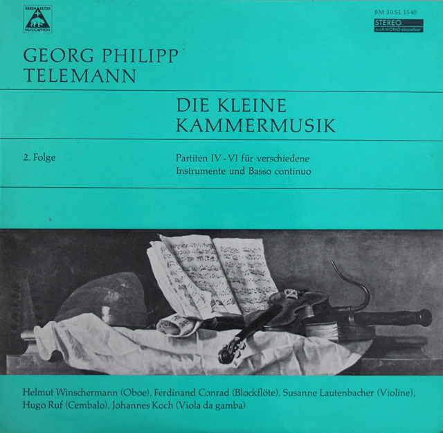 ラウテンバッハー、コッホらのテレマン/パルティータ第4～6番　独Baerenreiter Musicaphon　3814　LP レコード