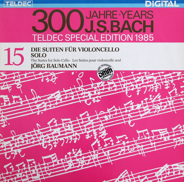 イェルク・バウマンのバッハ/無伴奏チェロ組曲全曲　独TELDEC　3814　LP レコード
