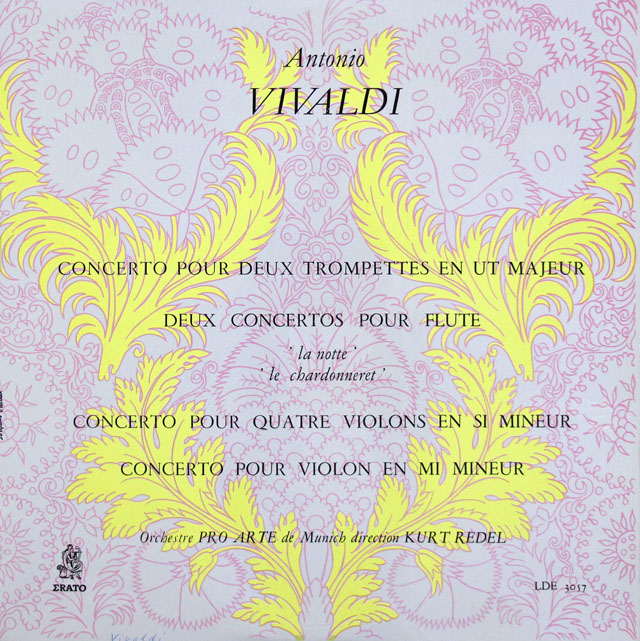 レーデルのヴィヴァルディ/フルート協奏曲「夜」、「ごしきひわ」 ほか　仏ERATO　3815　LP レコード