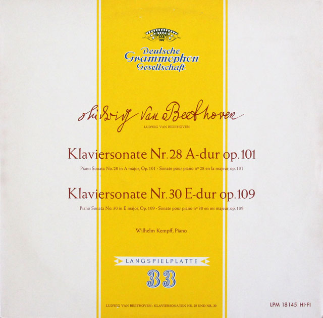 ケンプのベートーヴェン/ピアノソナタ第28、30番　独DGG　3824　LP レコード