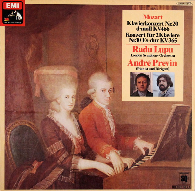 ルプー、プレヴィンのモーツァルト/ピアノ協奏曲第20、10番　独EMI　3832　LP レコード