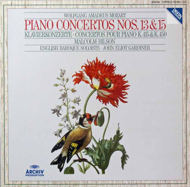 ビルソン、ガーディナーのモーツァルト/ピアノ協奏曲第13、15番　独ARCHIV　3298　LP レコード