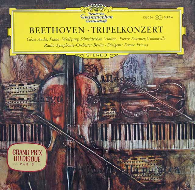【独最初期盤】　アンダ、シュナイダーハン、フルニエ、フリッチャイらのベートーヴェン/三重協奏曲　独DGG  3005　LP レコード