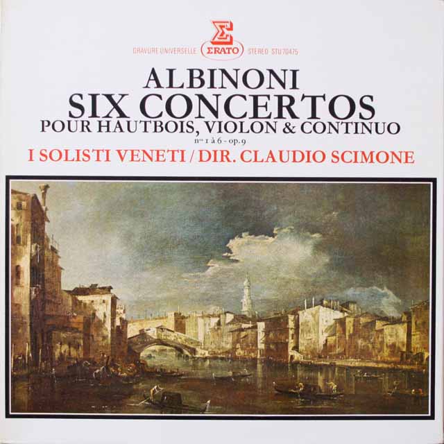イ・ソリスティ・ヴェネティ＆シモーネのアルビノーニ/6つの協奏曲集   仏ERATO  2616　LP レコード